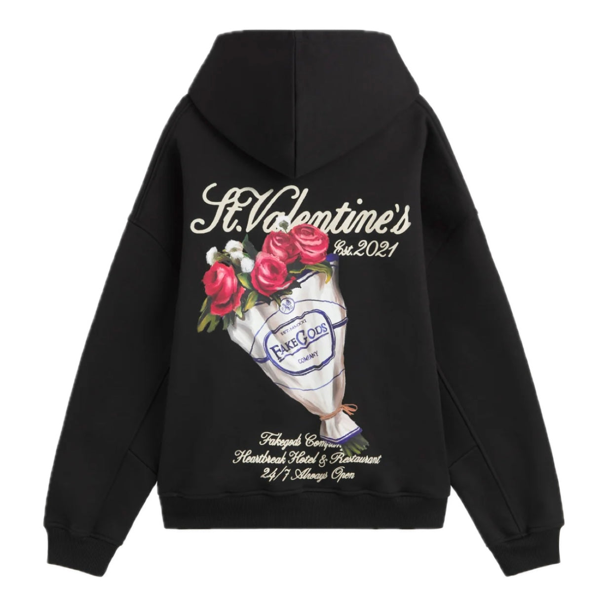 Poleron Fake Gods Rose Bouquet Hoodie Black
