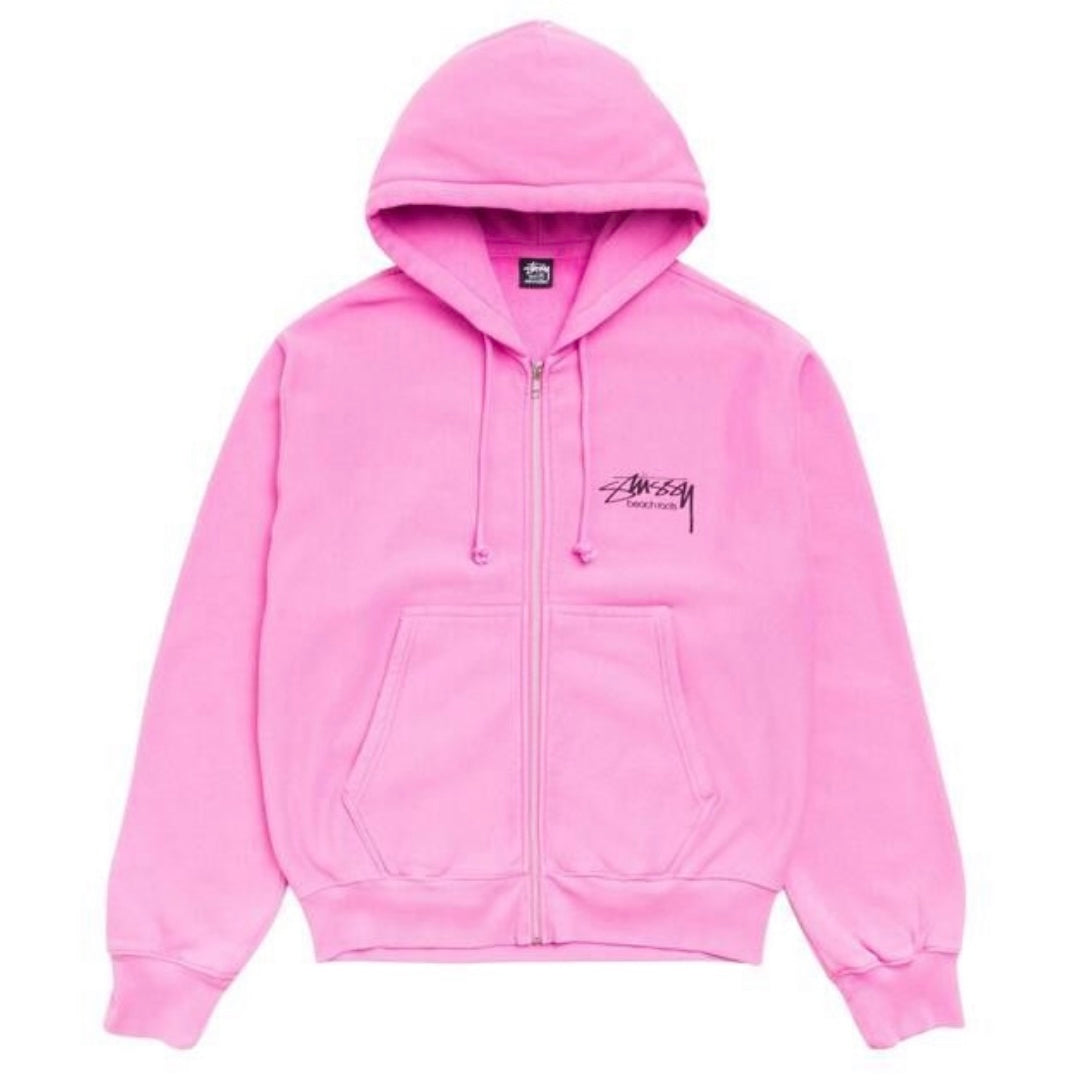 Poleron Stussy Beach Roots Zip Hoodie Garment Dyed Pink