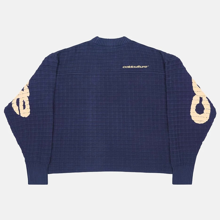 Sweater Cold Culture Crunchy Waffle Navy/Yellow
