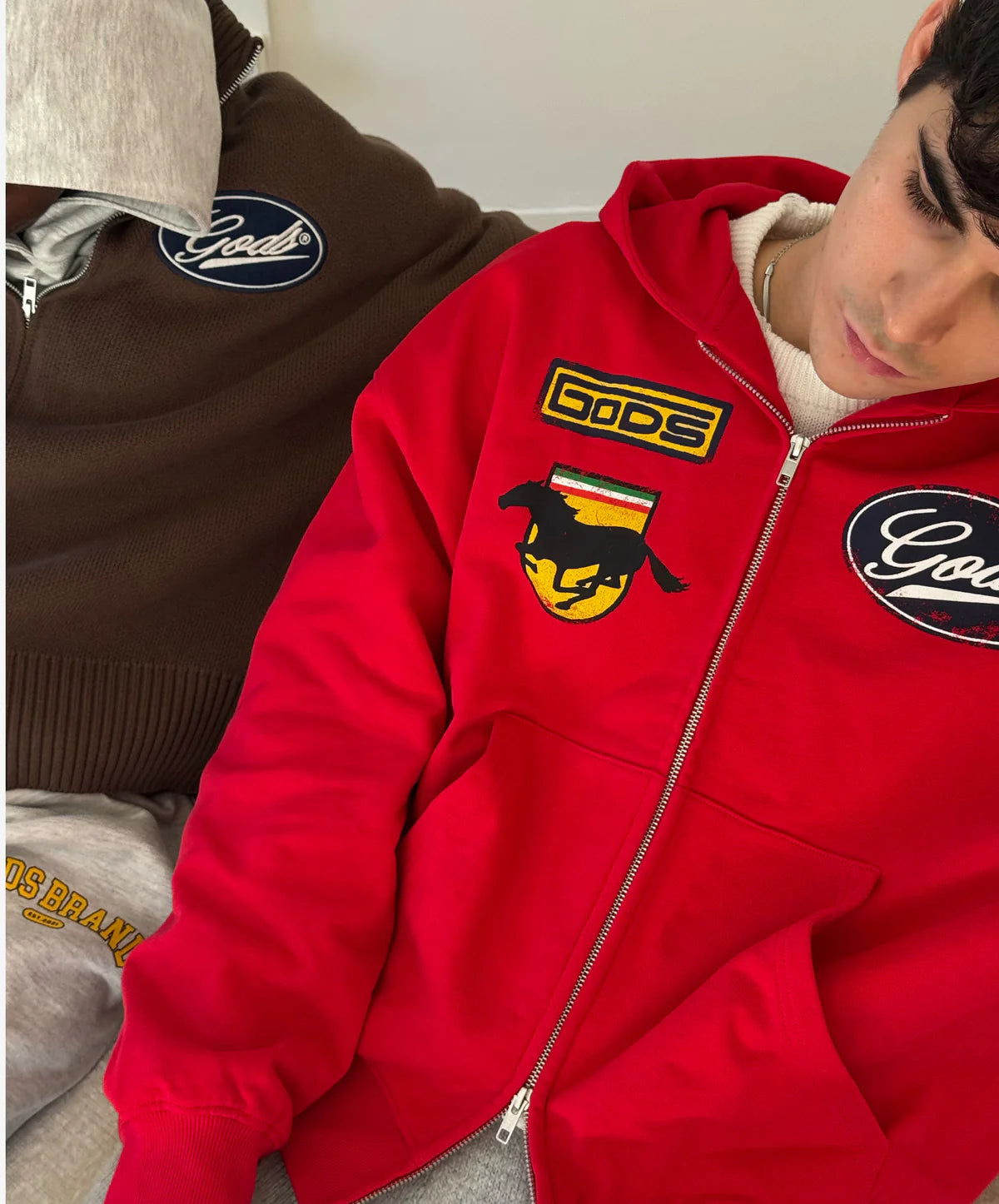 Poleron Fake Gods Racing Zipper Red