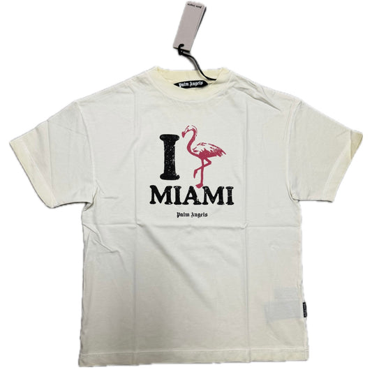 Polera Palm Angels DOS Miami Off White/Fuchsia Tee