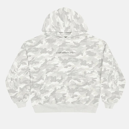 Poleron Cold Culture Distress Curved Hoodie Camo Grey