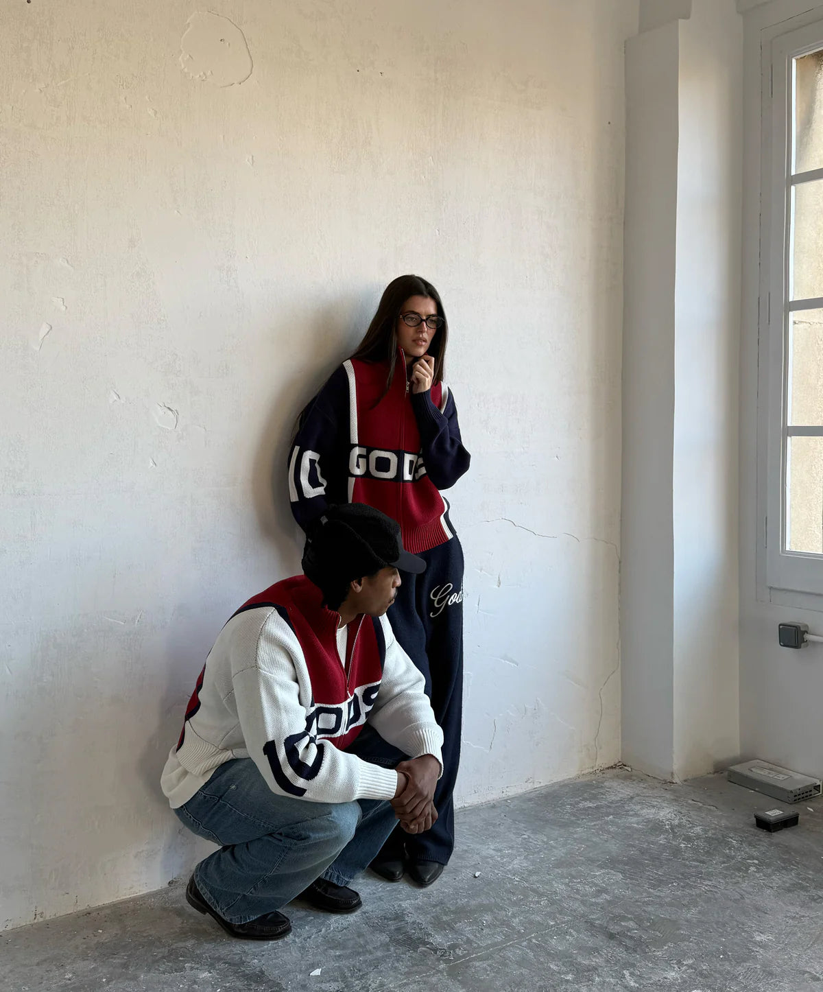 Sweater Gods Brand Alpine Rally Knitted Zipper Red/White