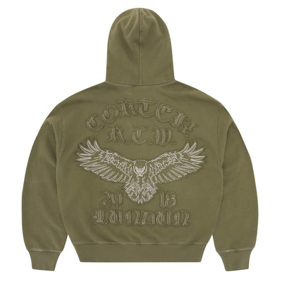 Poleron Corteiz Diplomatic Zip Hoodie Olive