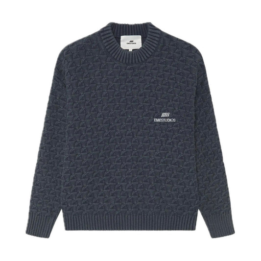 Sweater Eme Studios Grid Navy Cable Knit