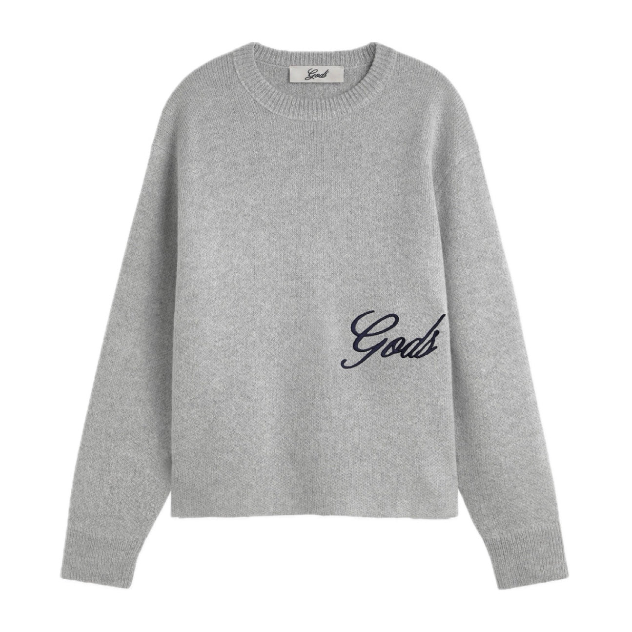 Sweater Fake Gods Handwritten Knitted Light Grey