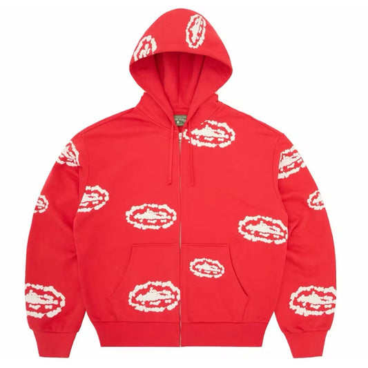 Poleron Corteiz x Denim Tears Zip Hoodie Red FW25
