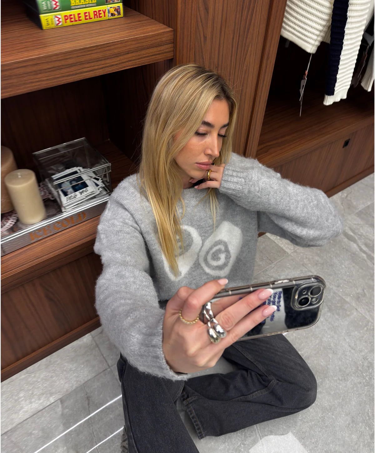 Sweater Fake Gods Billiard Knitted Mohair Light Grey