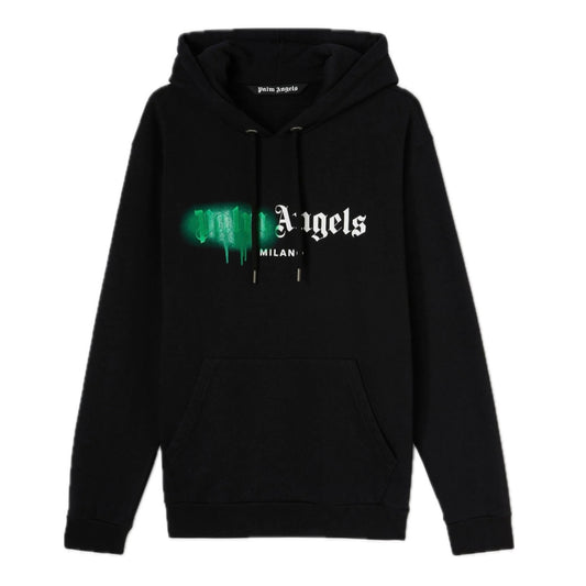 Poleron Palm Angels Sprayed Milano Black/Green Hoodie