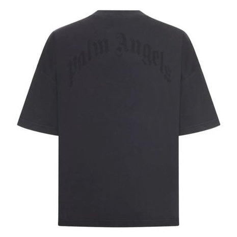 Polera Palm Angels Curved Logo Loose Collar Vintage Black