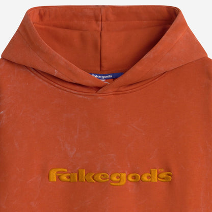 Poleron Fake Gods Logo Washed Orange Hoodie