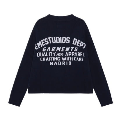 Sweater Eme Studios Department Navy Jacquard Oversized Knit
