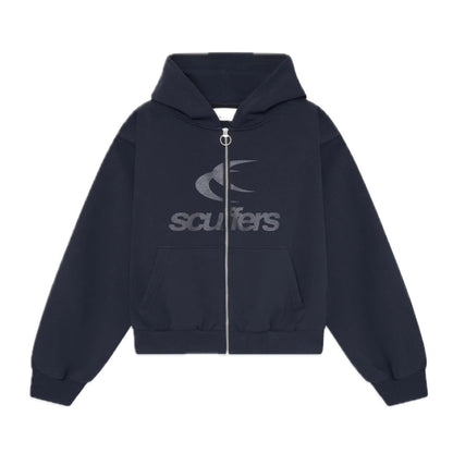 Poleron Scuffers Logo Black Zipped Hoodie