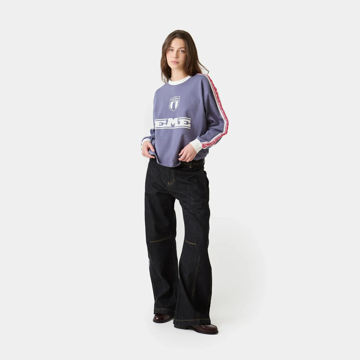 Polera Eme Studios Team Navy Oversized L/S