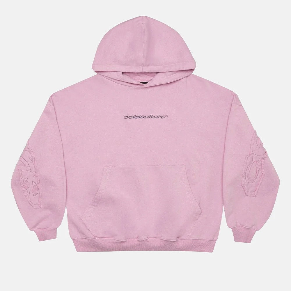 Poleron Cold Culture Distress Curved Hoodie Pink