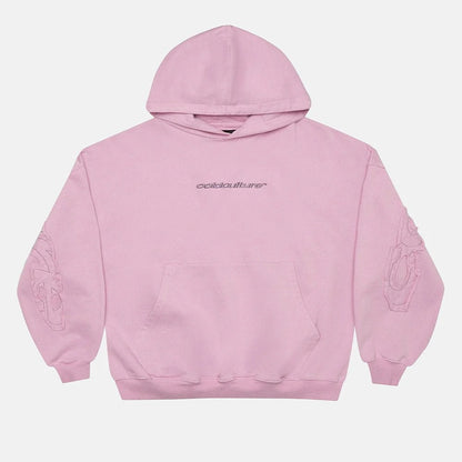 Poleron Cold Culture Distress Curved Hoodie Pink
