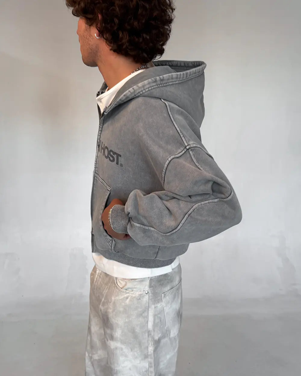 Poleron Maison Host Erode Wave Zipped Grey