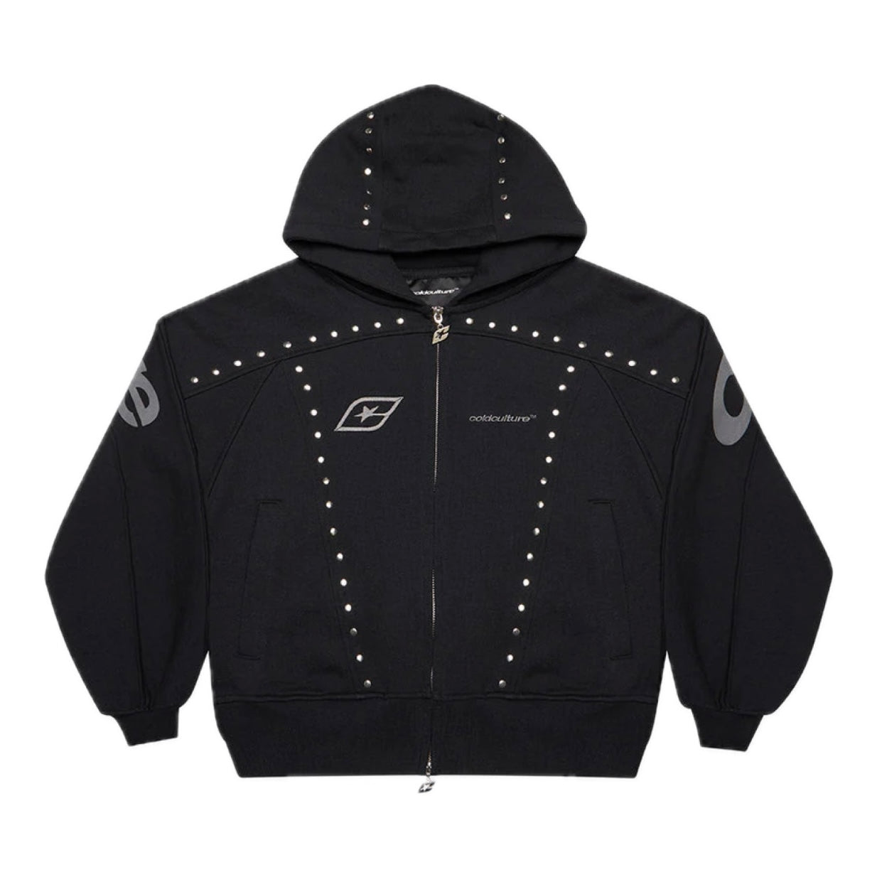 Poleron Cold Culture Stud Zip Hoodie Black