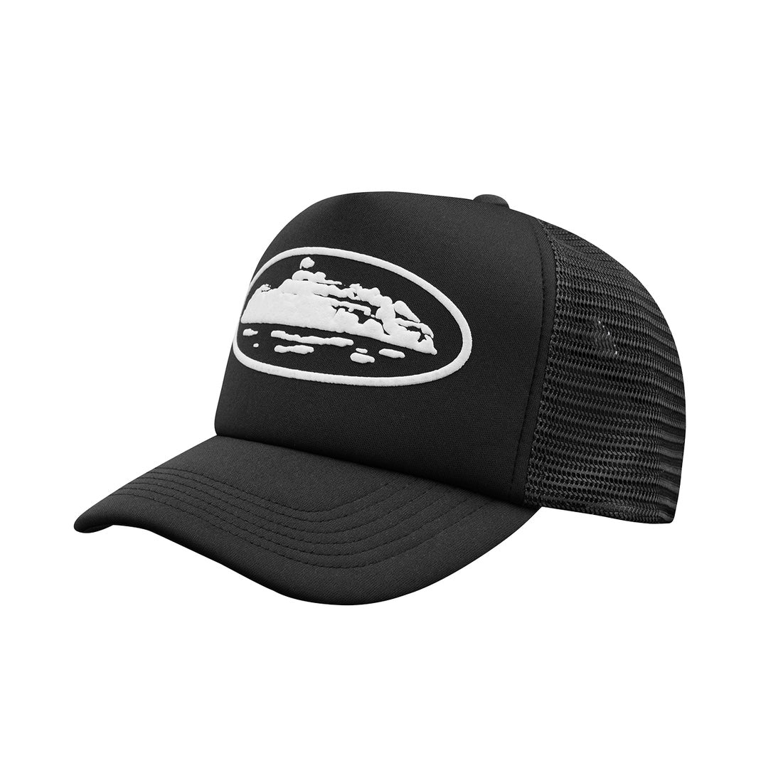 Gorro Corteiz Island Puff Print Trucker Hat Black