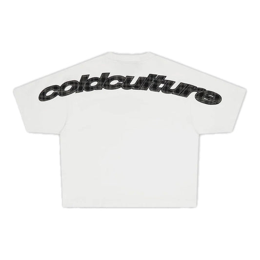 Polera Cold Culture Tartan Curved Tee White