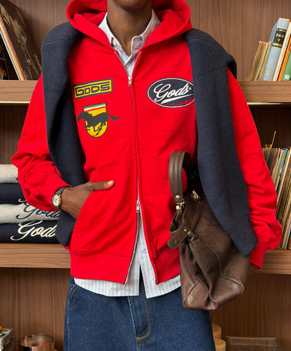 Poleron Fake Gods Racing Zipper Red