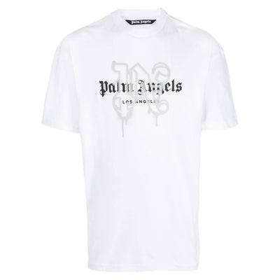 Polera Palm Angels Monogram Spray City Los Angeles White