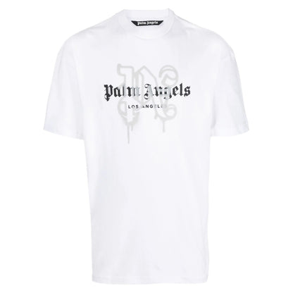 Polera Palm Angels Monogram Spray City Los Angeles White