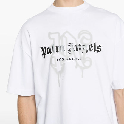 Polera Palm Angels Monogram Spray City Los Angeles White
