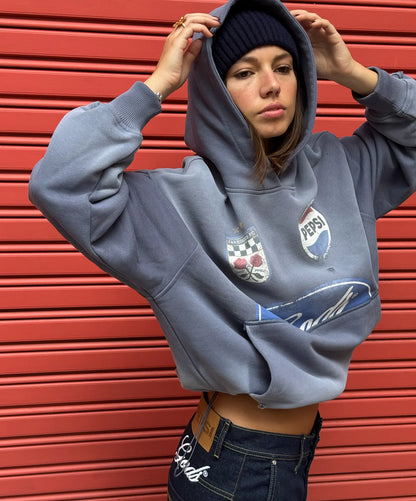 Poleron Fake Gods Pitstop Cropped Hoodie Grey