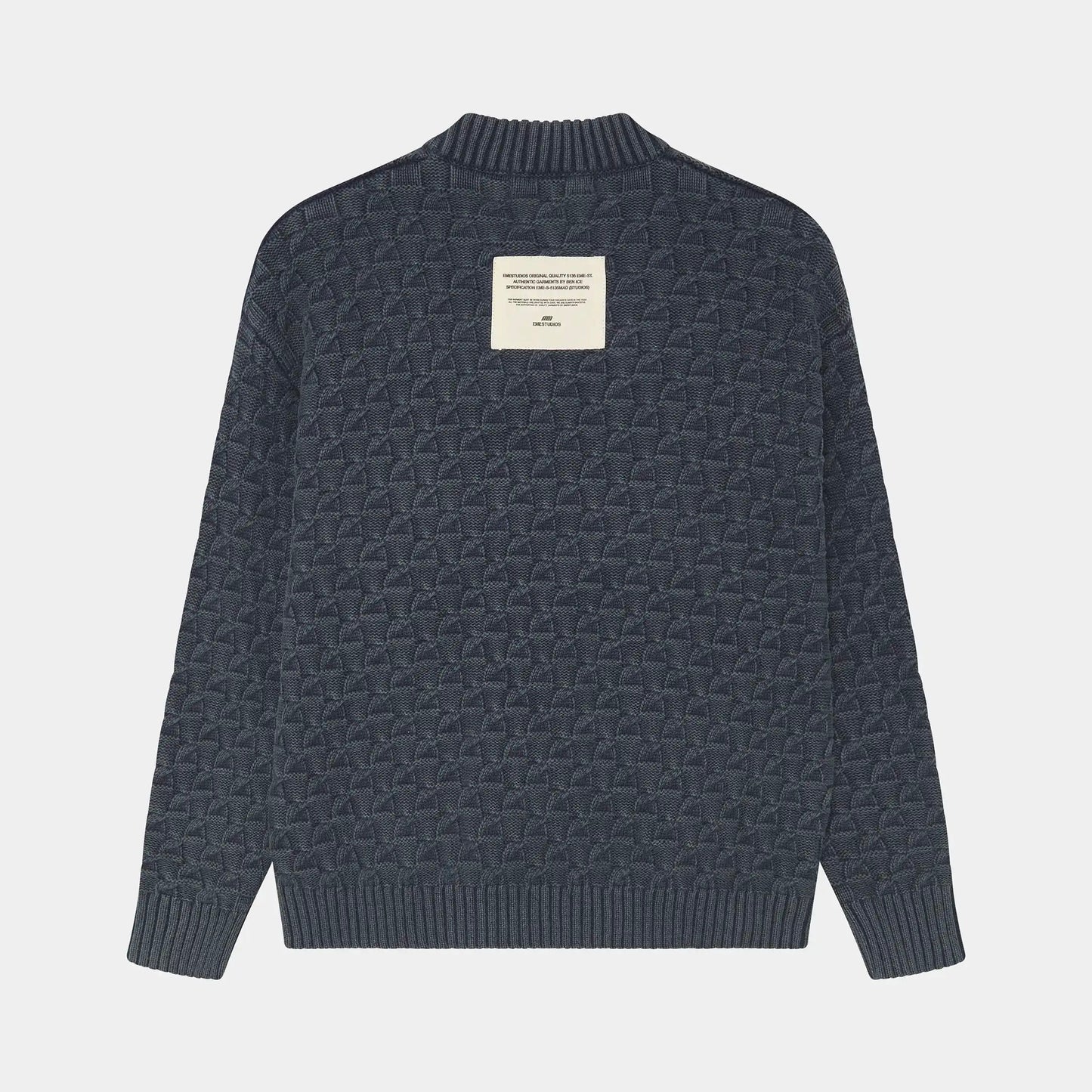 Sweater Eme Studios Grid Navy Cable Knit