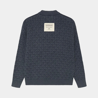 Sweater Eme Studios Grid Navy Cable Knit