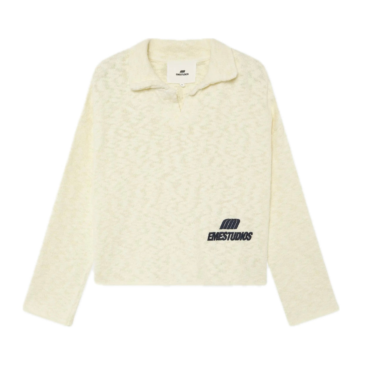 Sweater Eme Studios Kiff Polo Off Sand Knit Distressed