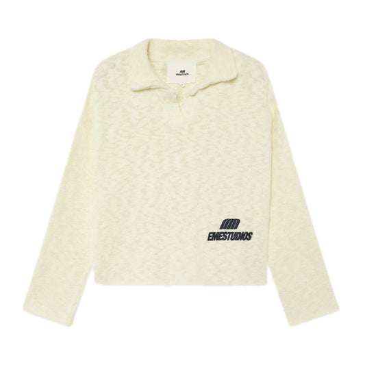 Sweater Eme Studios Kiff Polo Off Sand Knit Distressed