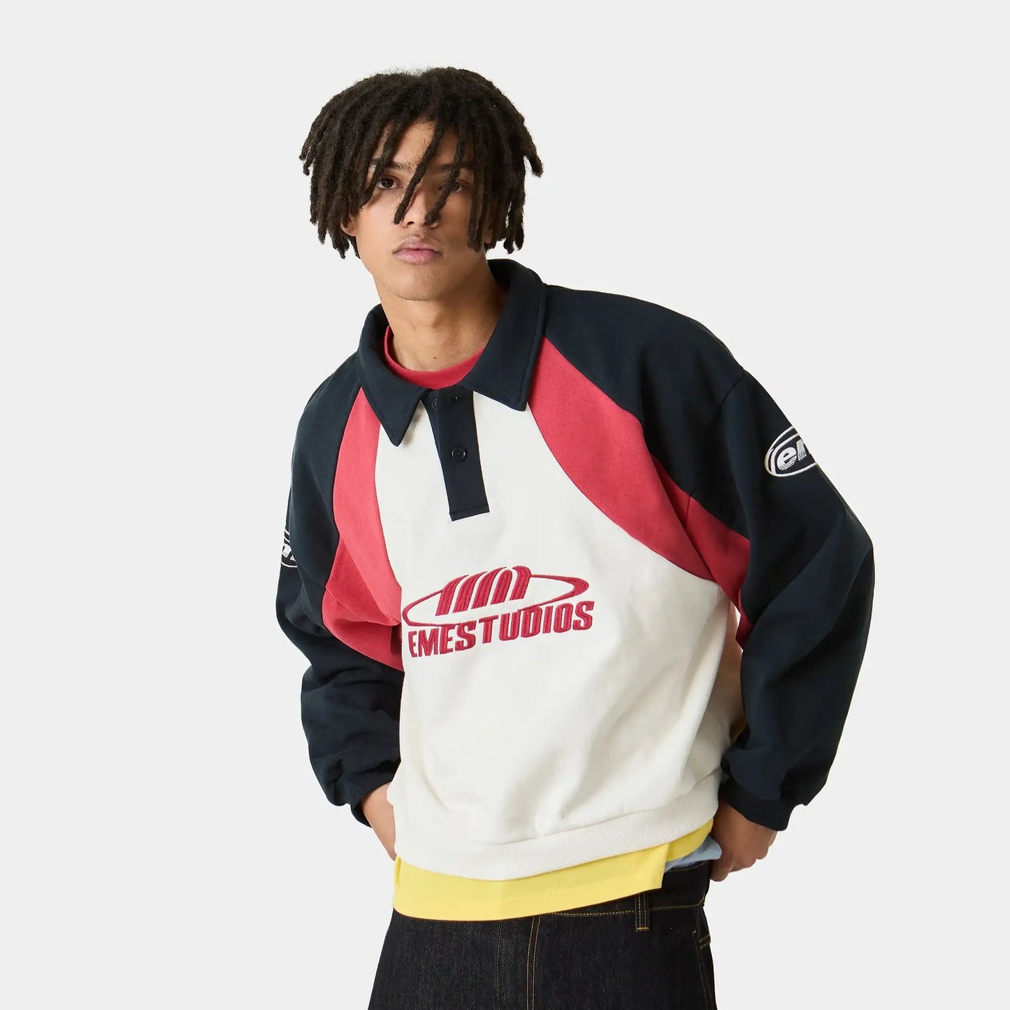 Poleron Eme Studios Tipton Navy Polo Crewneck