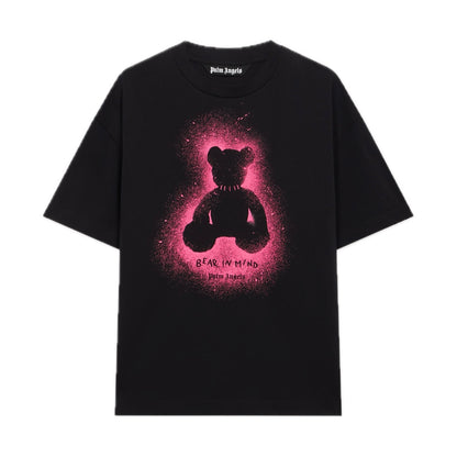 Polera Palm Angels Spray Bear Regular Black/Fuchsia