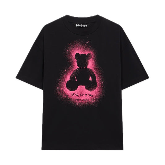 Polera Palm Angels Spray Bear Regular Black/Fuchsia