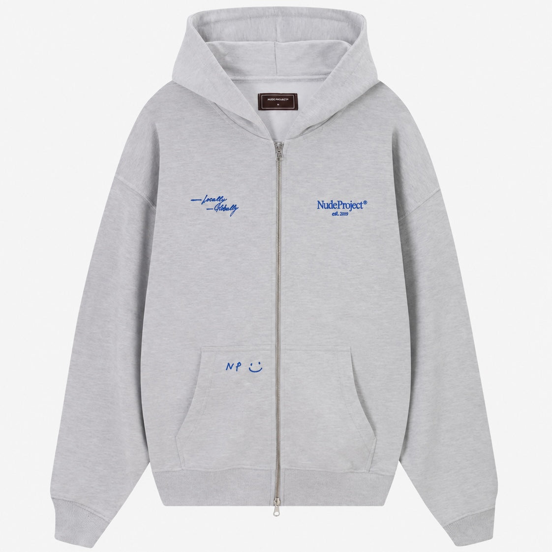 Poleron Nude Global Soon Zip-Up Hood Grey Melange