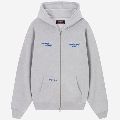 Poleron Nude Global Soon Zip-Up Hood Grey Melange