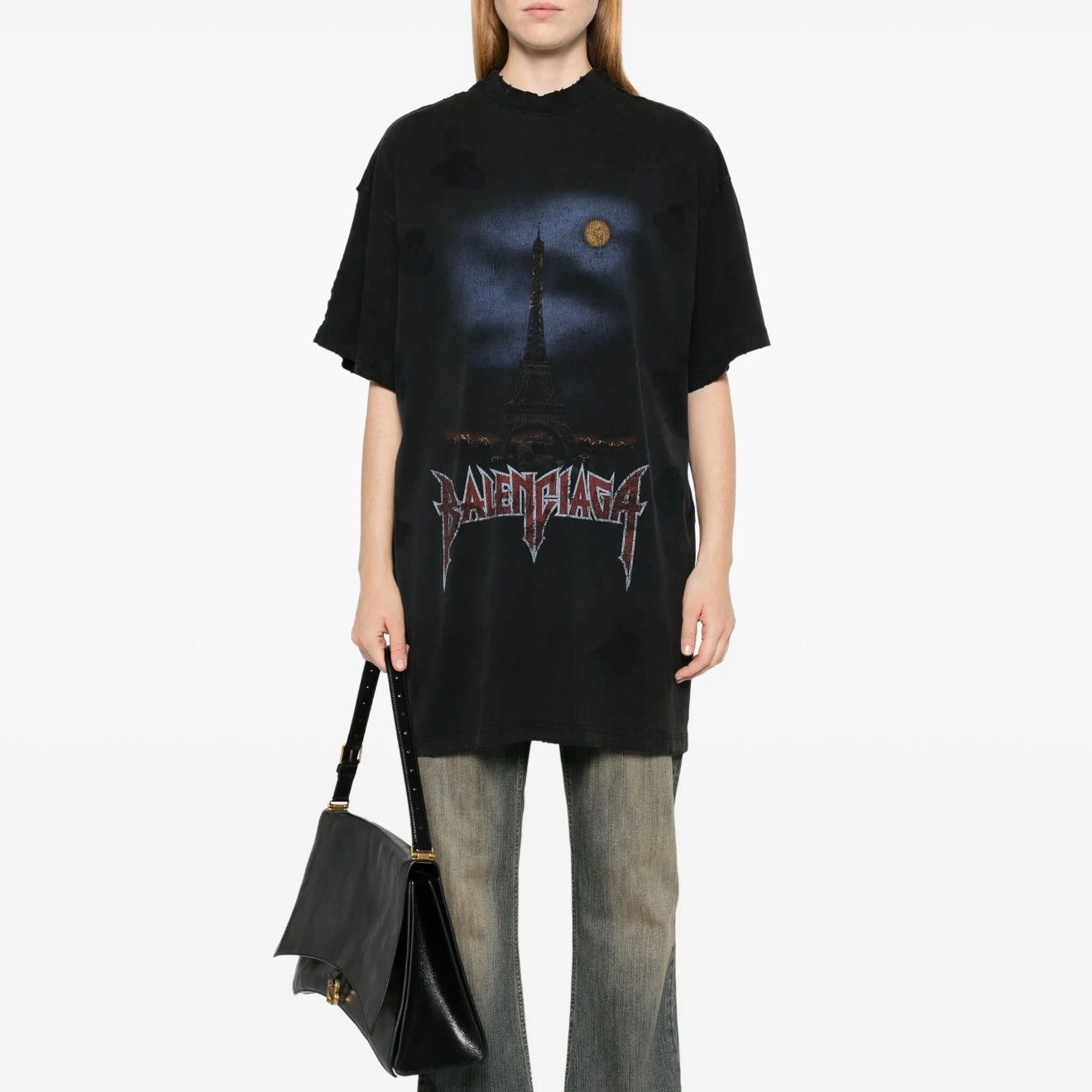 Polera Balenciaga Paris Moon Black Oversized