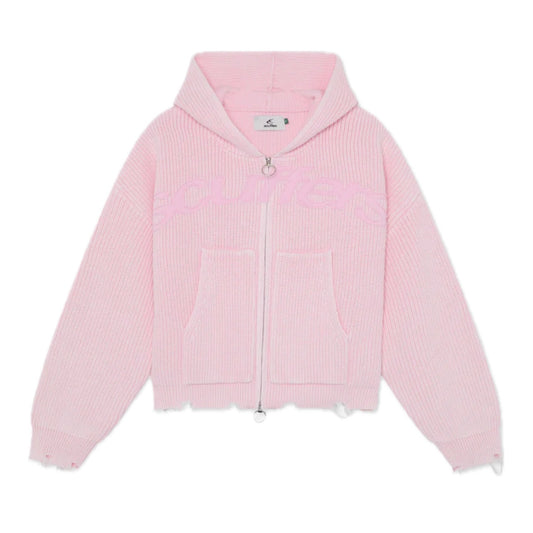 Sweater Scuffers New Light Pink Buzz Knit Zipper