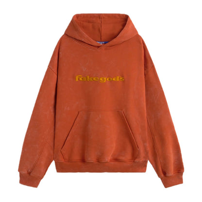 Poleron Fake Gods Logo Washed Orange Hoodie