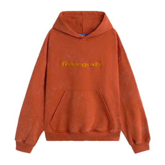 Poleron Fake Gods Logo Washed Orange Hoodie
