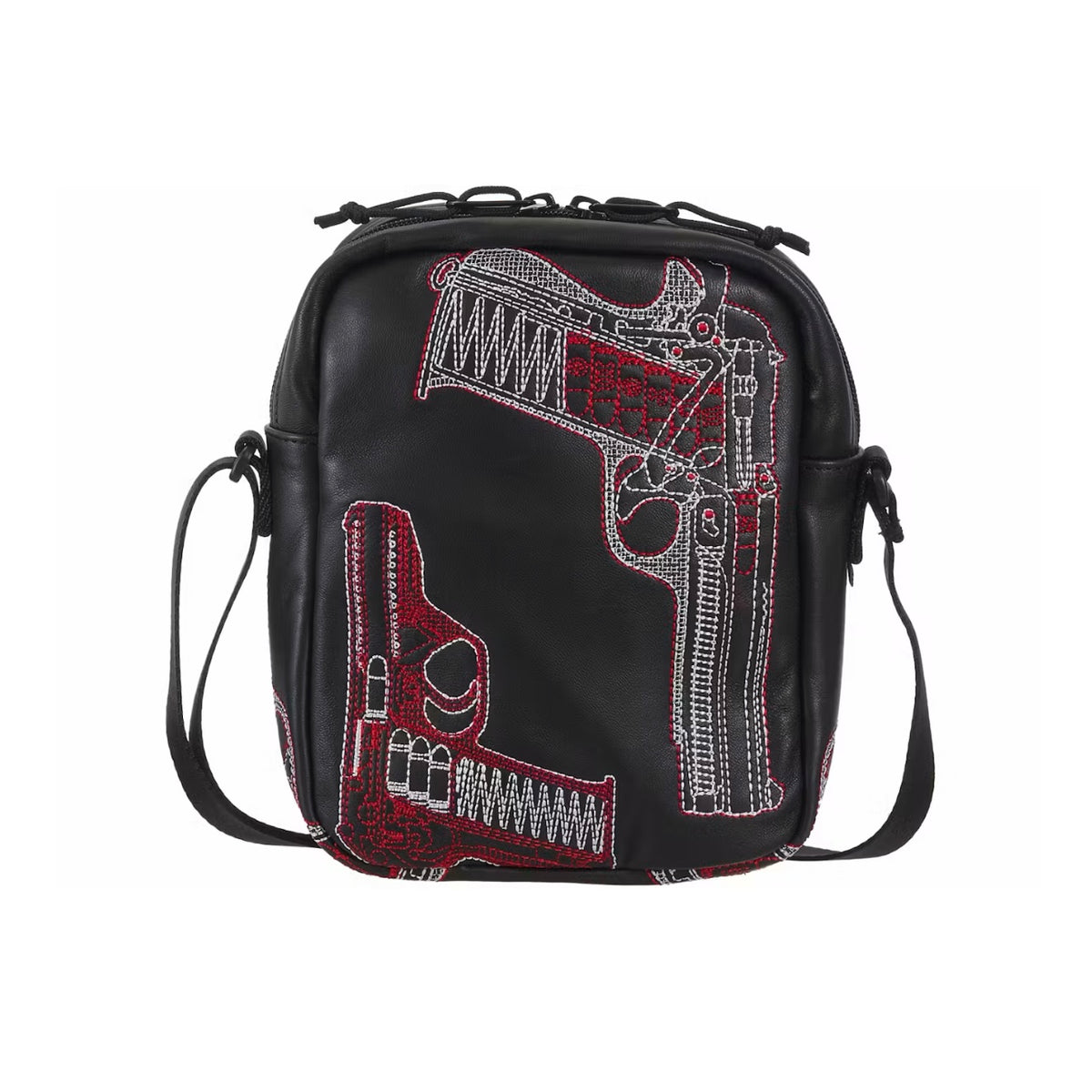 Shoulder Bag Supreme x Guns Embroidered Leather Black