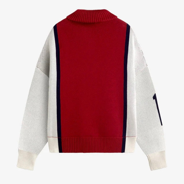 Sweater Gods Brand Alpine Rally Knitted Zipper Red/White