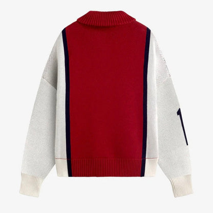 Sweater Fake Gods Alpine Rally Knitted Zipper Red/White
