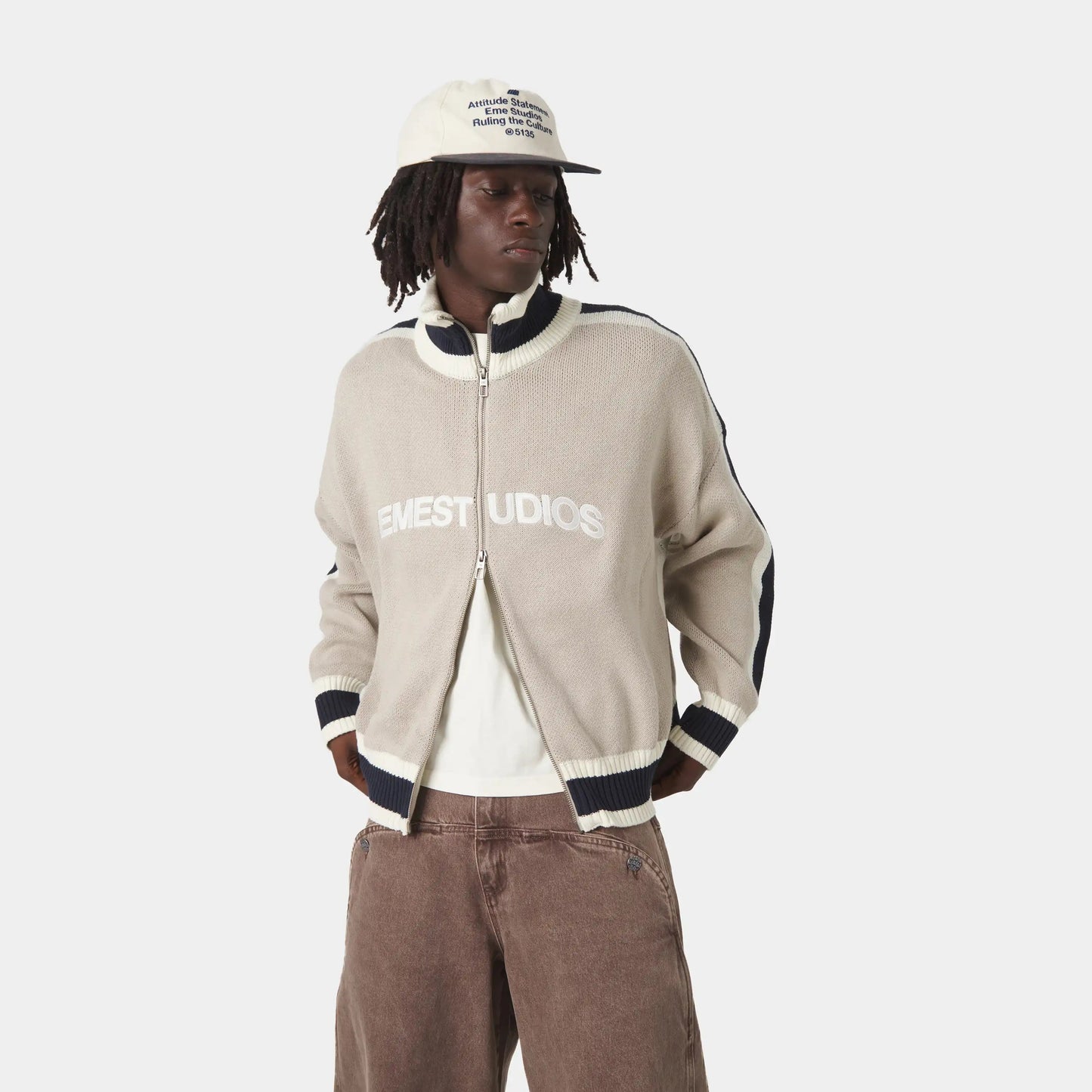 Sweater Eme Studios Echellor Off Sand Zipper Knit