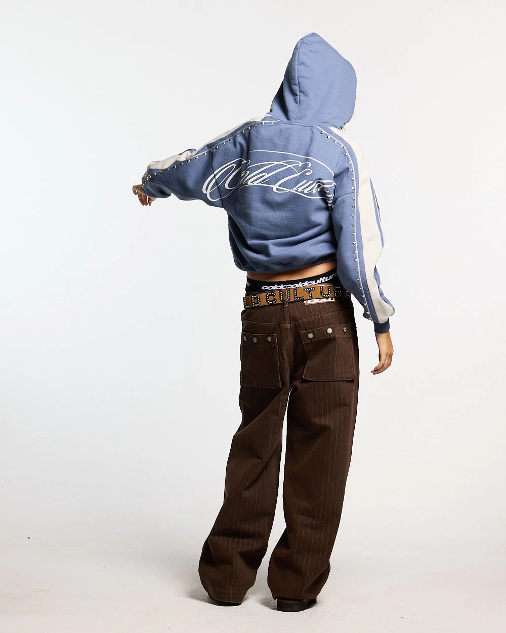 Poleron Cold Culture Script Studs Hoodie Blue