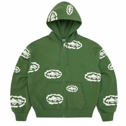 Poleron Corteiz x Denim Tears Zip Hoodie Green FW25