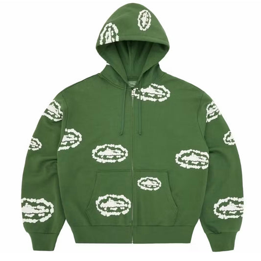 Poleron Corteiz x Denim Tears Zip Hoodie Green FW25