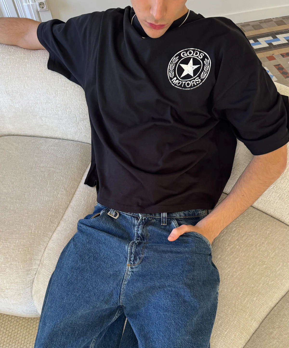 Polera Gods Brand Motor Boxy Tee Black